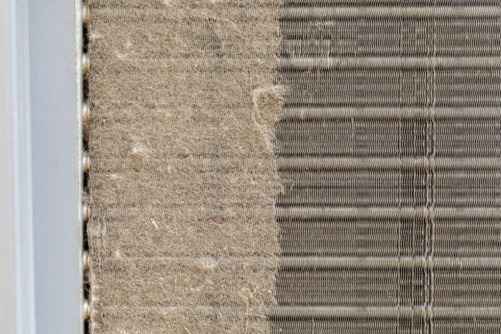 Half HVAC coils are dirty and the other half is clean.